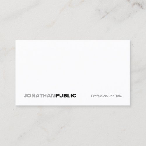 Modern Elegant White Professional Simple Plain Business Card