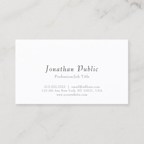 Modern Elegant White Professional Simple Template Business Card