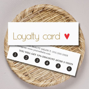 Modern Elegant White Red Heart Loyalty Card