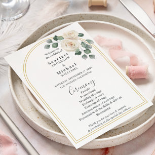 Modern Elegant White Rose & Golden Arch Wedding