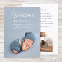 Modern Elegant White Script 2 Photo Newborn Birth