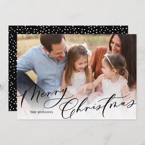 Modern Elegant White Script Merry Christmas Holiday Card