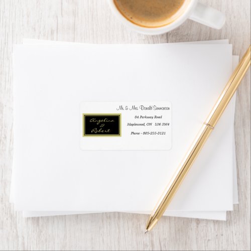 Modern Elegant White Shade and Gold Script Wedding Label