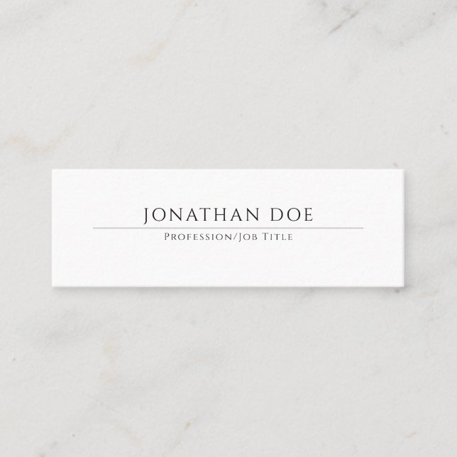 Modern Elegant White Simple Design Trendy Template Mini Business Card (Front)