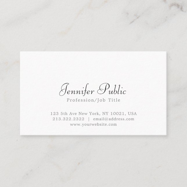 Modern Elegant White Simple Professional Plain Business Card (Front)