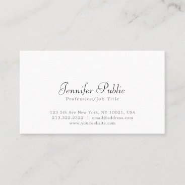 Modern Elegant White Simple Professional Plain Business Card
