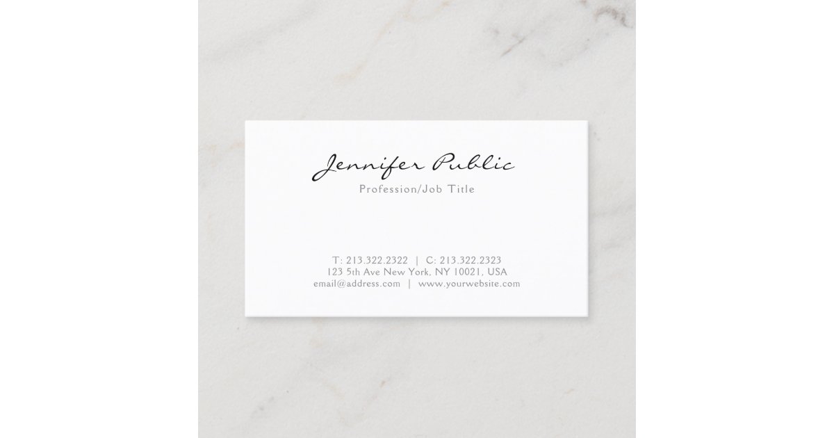 Modern Elegant White Simple Template Minimalist Business Card | Zazzle