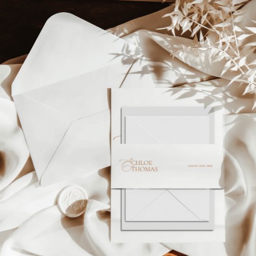 Modern Elegant White Wedding Invitation Belly Band