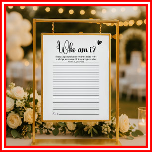 Modern Elegant Who Am I Bridal Shower Game Wedding