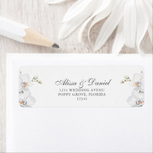 Modern Elegant Wild Orchid Wedding Address Label