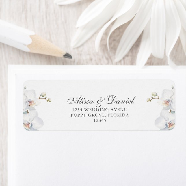 Modern Elegant Wild Orchid Wedding Address Label (Insitu)