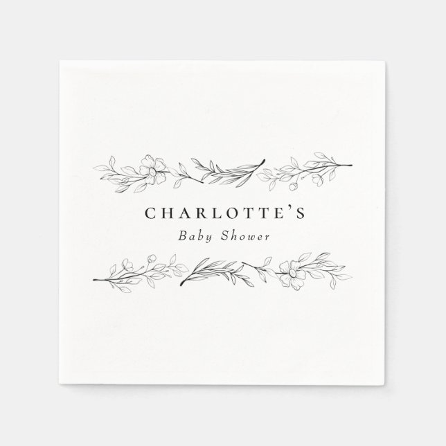 Modern Elegant Wildflower Floral Baby Shower Napkins (Front)