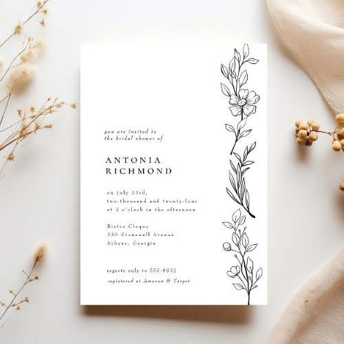Modern Elegant Wildflower Floral Bridal Shower Invitation