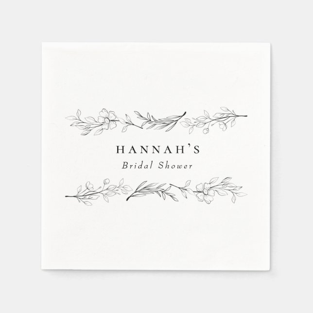 Modern Elegant Wildflower Floral Bridal Shower Napkins (Front)