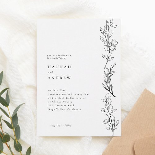Modern Elegant Wildflower Floral Wedding Invitation
