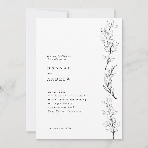 Modern Elegant Wildflower Floral Wedding Invitation - Modern Elegant Wildflower Floral Wedding Invitation