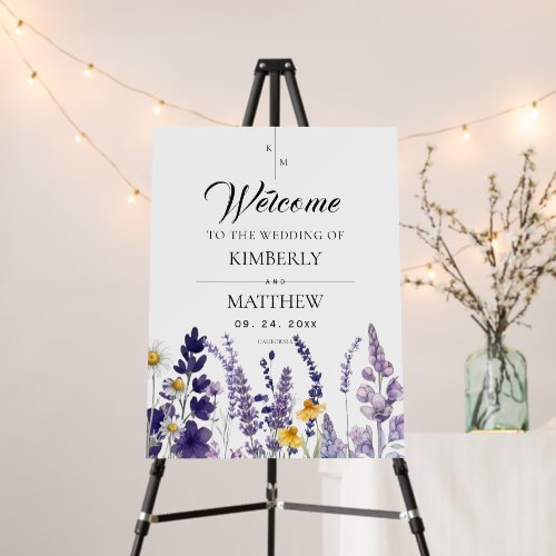 Modern Elegant Wildflower Rustic Wedding Sign