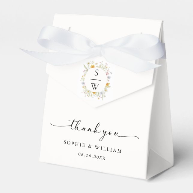 Modern Elegant Wildflower Spring Summer Wedding Favor Boxes (Front Side)