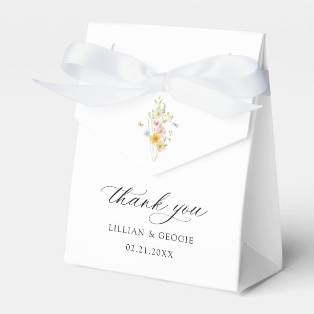 Modern Elegant Wildflower Spring Summer Wedding Favor Boxes (Front Side)