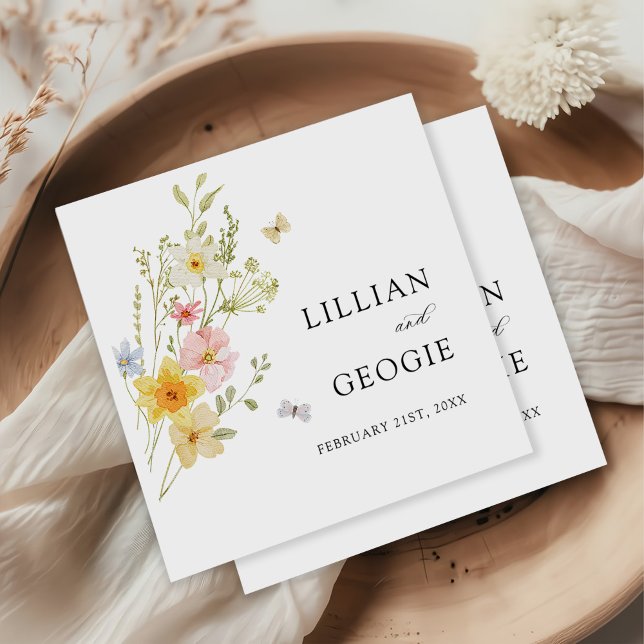 Modern Elegant Wildflower Spring Summer Wedding  Napkins (Creator Uploaded)