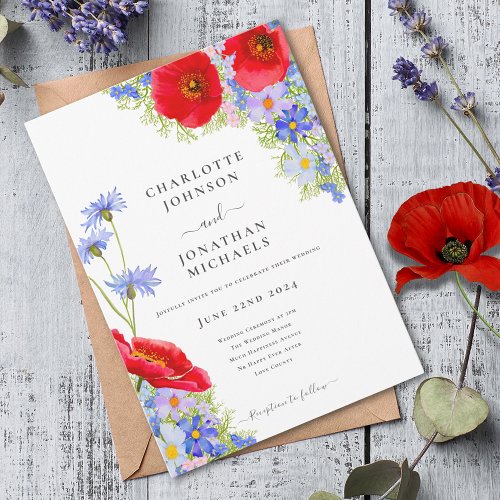 Modern Elegant Wildflower Wedding Invitation