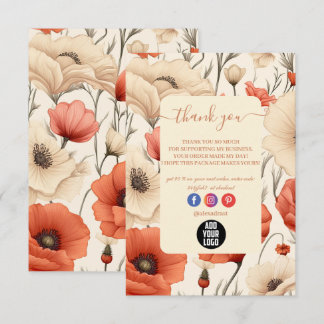 Modern Elegant Wildflowers Floral Thank You Card