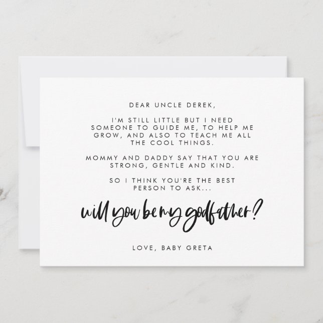 Modern elegant Will you be my Godfather text card (Front)