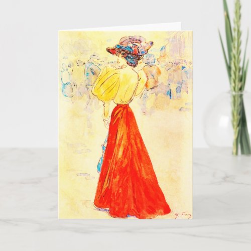 MODERN ELEGANT WITH A RED SKIRT BY HENRY SOMM CARD