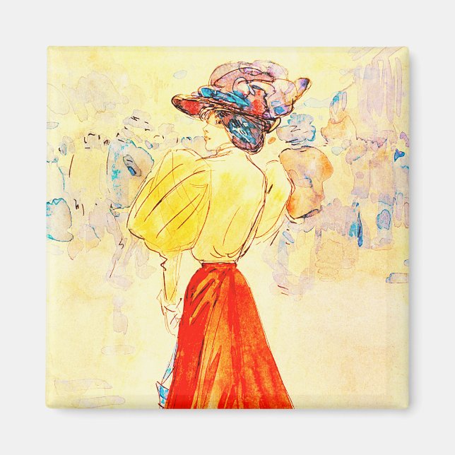 MODERN ELEGANT WITH A RED SKIRT BY HENRY SOMM   MAGNET (Front)