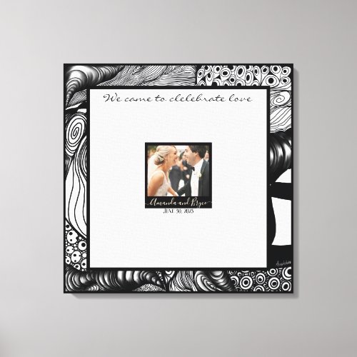 Modern elegant with your photo guest book canvas