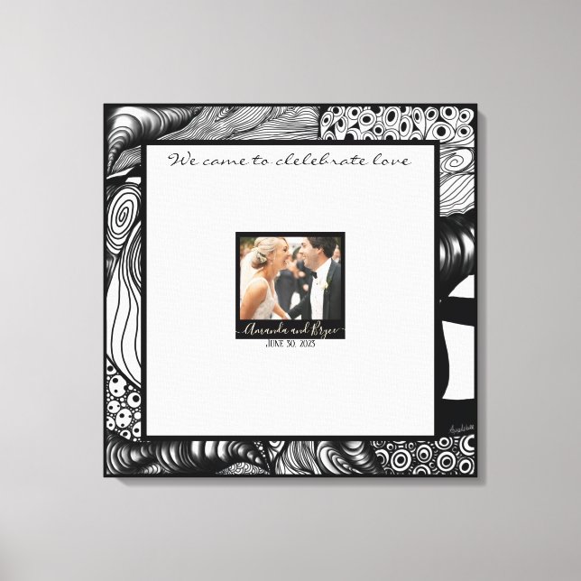 Modern elegant with your photo guest book canvas (Front)