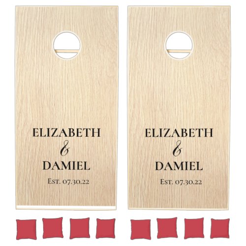 Modern Elegant Wood Custom  Monogram Wedding Cornh Cornhole Set