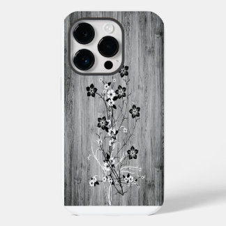 Modern elegant wood - flowers - wooden iPhone 14 pro case
