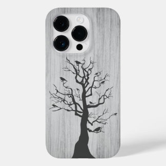 Modern elegant wood - tree and a crow - wooden Case-Mate iPhone 14 pro case