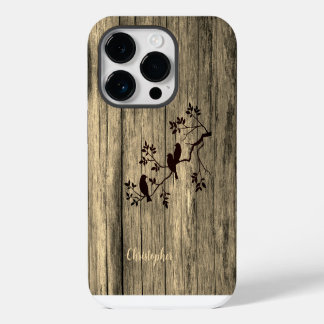 Modern elegant wood - tree and a crow - wooden iPhone 14 pro case