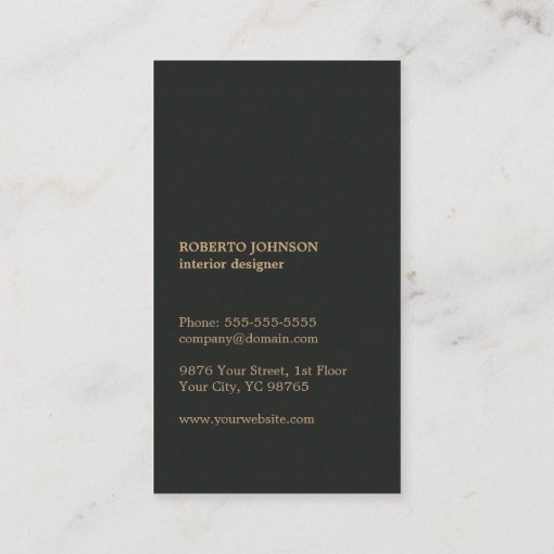 Modern Elegant Wooden Black Interior Designer Business Card | Zazzle