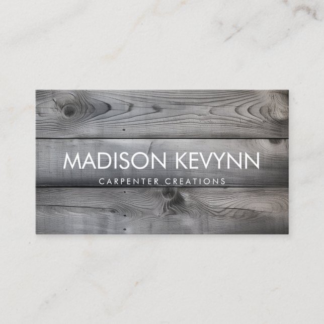 Modern Elegant Wooden Carpentry Construction  Business Card (Front)