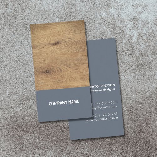 Modern Elegant Wooden Grey Blue Construction Business Card