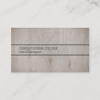 Modern Elegant Wooden Grey Lines Interior Designer Business Card by pro_business_card at Zazzle