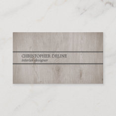 Modern Elegant Wooden Grey Lines Interior Designer Business Card at Zazzle