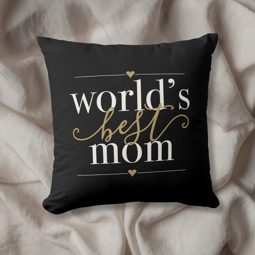 Modern Elegant Worlds Best Mom Black And Gold Throw Pillow