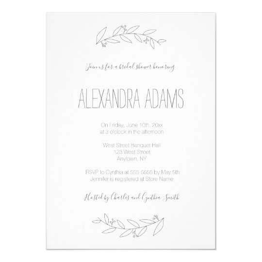 Modern Elegant Wreath Bridal Shower Invitations