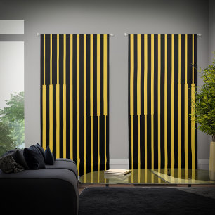 Modern Elegant Yellow and Black Stripes Blackout Curtains