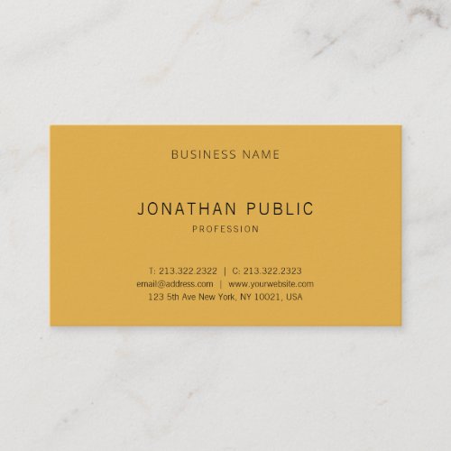 Modern Elegant Yellow Brown Simple Minimalist Business Card