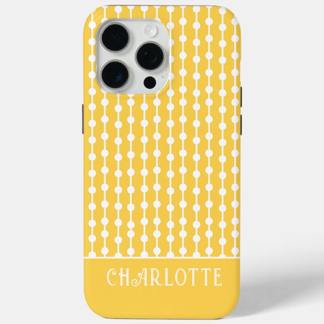 Modern Elegant Yellow Geometric Personalized Name Case-Mate iPhone Case (Back)