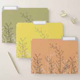 Modern Elegant Yellow Green Orange Pastel Flowers File Folder