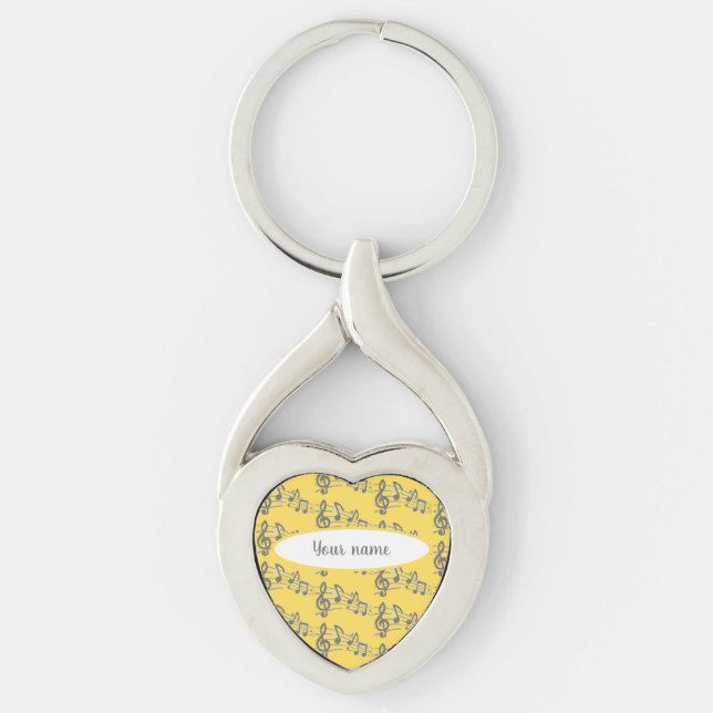 Modern Elegant Yellow Name Monogram Template Keychain (Front)