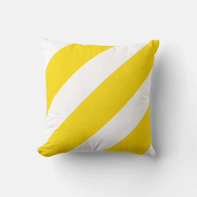 Modern Elegant Yellow White Stripes Template Throw Pillow (Front)