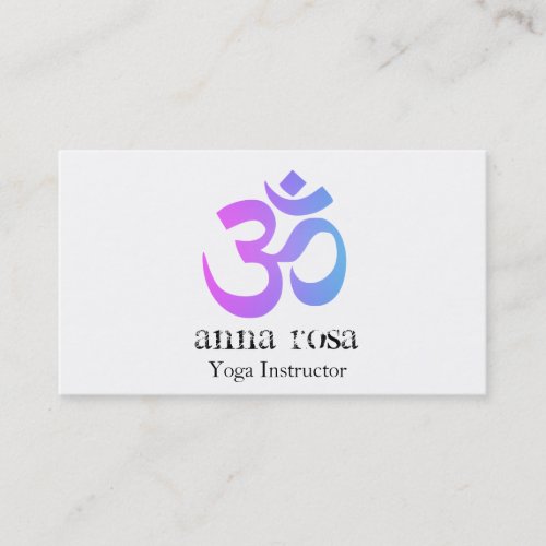  Modern Elegant Yoga Instructor Om Aum Symbol Business Card