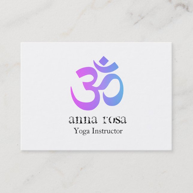 *~* Modern Elegant Yoga Instructor Om Aum Symbol Business Card (Front)